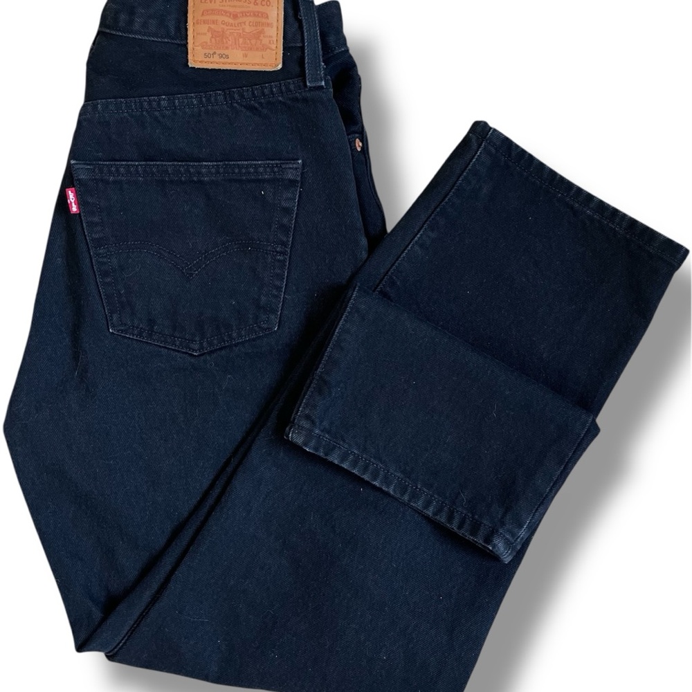 Levi's 501 90’s Button Fly Original‎ Men's 29x30 Black Jeans (29x29) Actual Size
